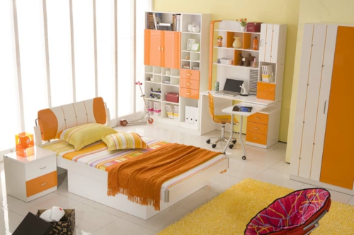 schlafzimmer in orange schreibtisch komputer jugend klappbar möbel