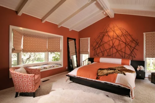 sensationelle Schlafzimmer in Orange warm ambiente einrichtung