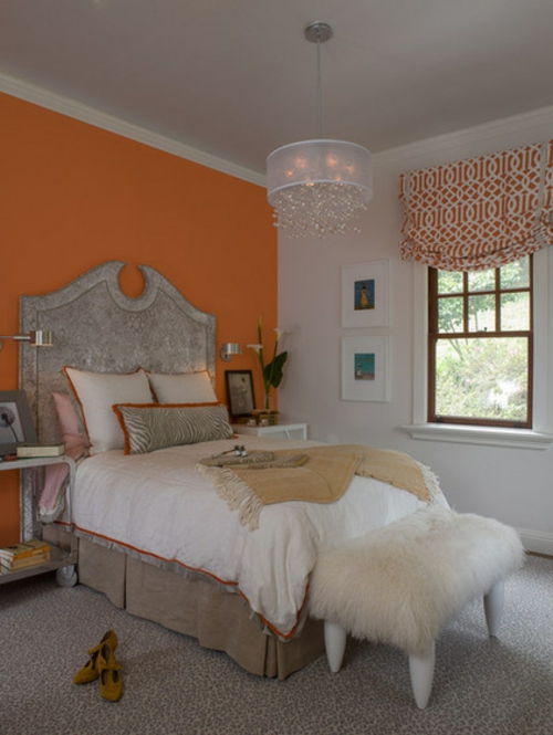 sensationelle Schlafzimmer in Orange zeitgenössisches design kopfteil