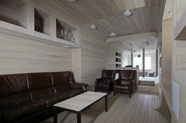 Apartment komplett aus Holz wohnzimmer leder wohnlandschaft