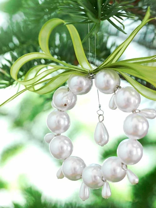 DIY Weihnachten Dekorationen perlen weiß tannenbaum