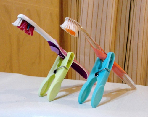  DIY Zahnbürstenhalter Ideen wäscheklammer