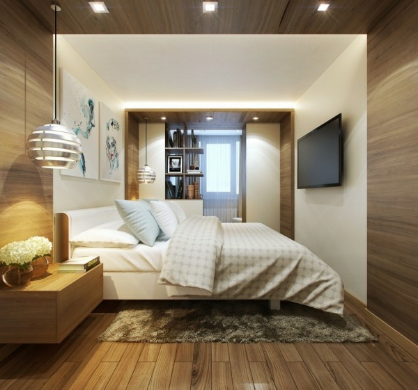 Kleines Schlafzimmer modern gestalten holz wand gestaltung