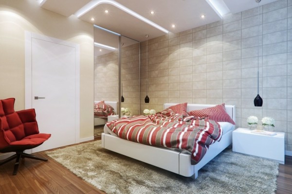  Kleines Schlafzimmer modern gestalten teppich weich