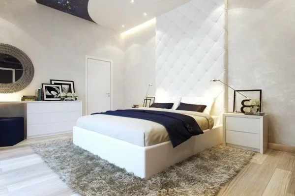 Kleines Schlafzimmer modern gestalten weiß texturen