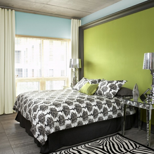  Wandgestaltung kontrastwand schlafzimmer grün frisch