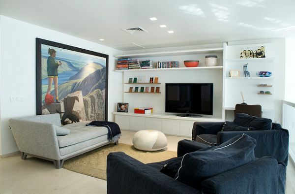 Luxus Wohnzimmer einrichten bauplan fernseher sitzkissen