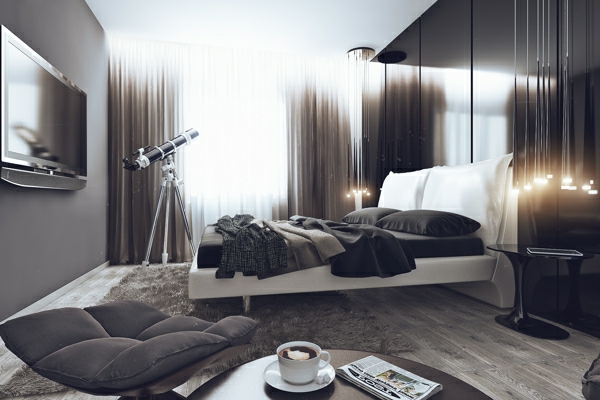 Modernes Jugendzimmer einrichten grau design farbschema gardinen