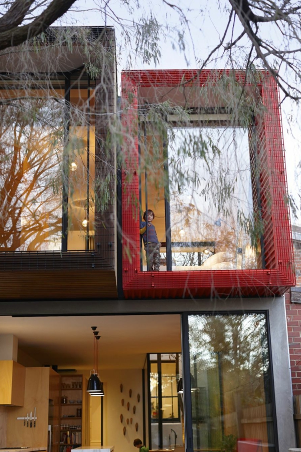 Modernes japanisches Einfamilienhaus hoch ebene glasfenster achorn