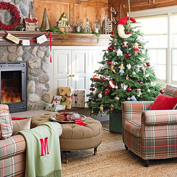 dekoration für künstlichen Weihnachtsbaum sitzkissen streifen