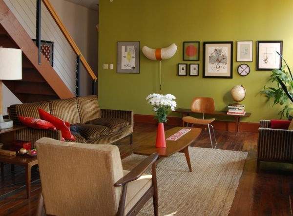 Wohnideen für zeitlose Möbel noguchi sofa grasgrüne wände