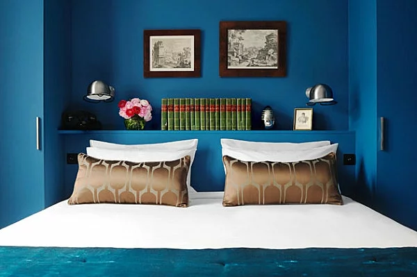 blaue wandgestaltung schlafzimmer farben interiuer