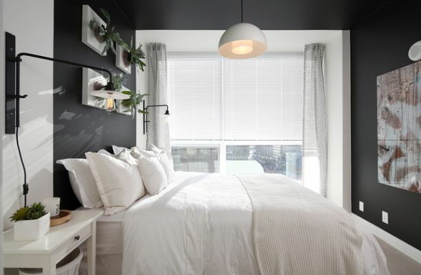 brilliant weiß schlafzimmer einrichtung grün frisch pflanzen