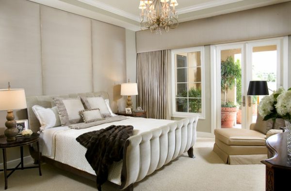 coole Betten im Kolonialstil gepolstert wand luxus look schlafzimmer