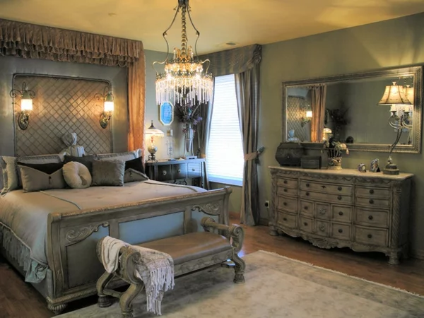 romantische Schlafzimmer kopfteil gepolstert klassisch aussehen