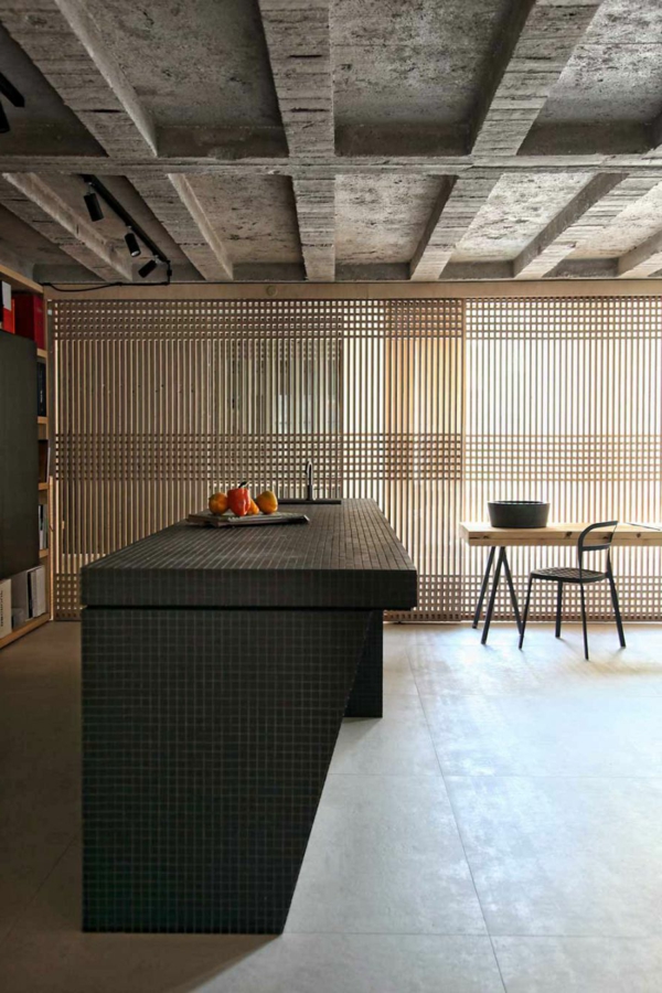 schickes Loft und Design Studio küche industriell schick betondecke