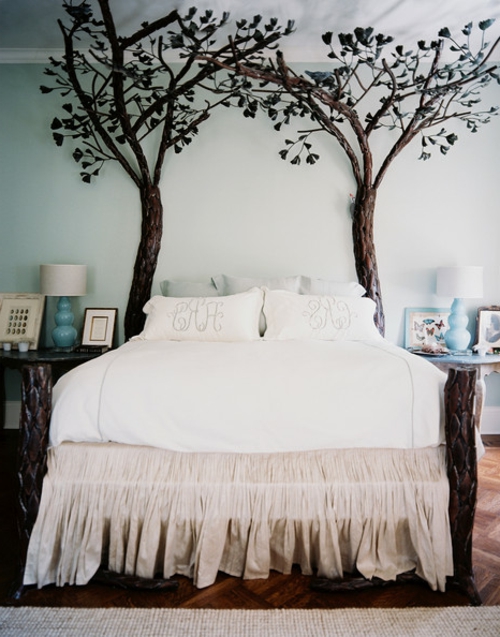 schlafzimmer gestalten mit dekobäumen