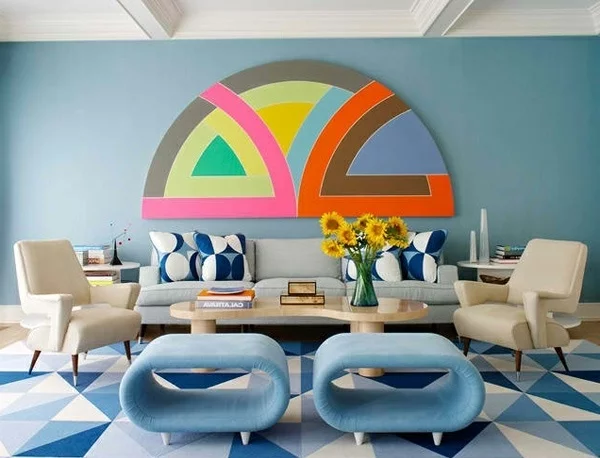 wohnzimmergestaltung stylisch in leuchtenden farben