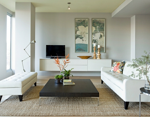 wohnzimmermöbel weißleder ottomane und couch