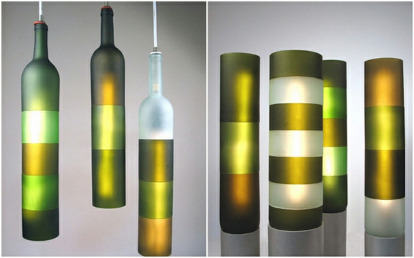 Bastelideen für- DIY Projekte aus Weinflaschen beleuchtungskörper
