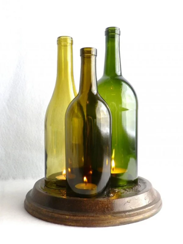 DIY Projekte aus Weinflaschen kerzen