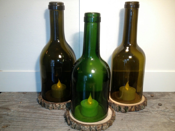  DIY Projekte aus Weinflaschen kerzenständer