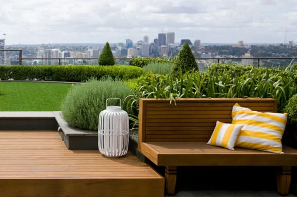 Coole Ideen für erstaunliche Dachterrasse grün laternen