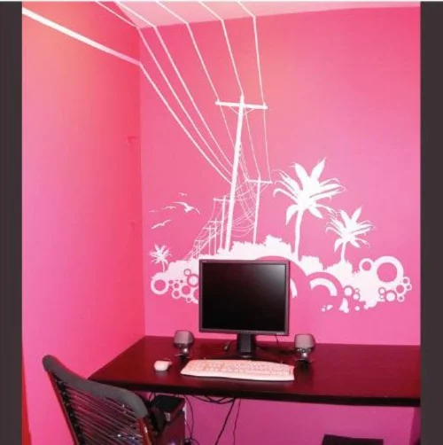  Wandtattoos rosa wand schreibtisch computer feminine Coole
