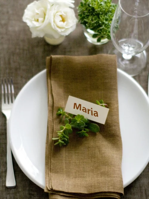 DIY Bastelideen für festliche Tischdeko namen braun servietten