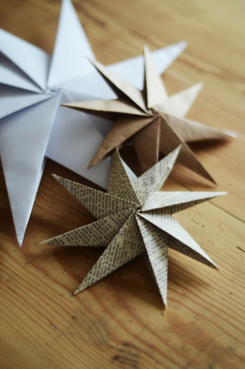 DIY Deko aus Papier stern weihnachts