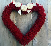 DIY coolen Kranz zum Valentinstag aus verschiedenen Stoffen basteln