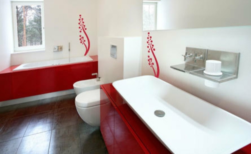 Dekoideen für Wandsticker badezimmer rot weiß