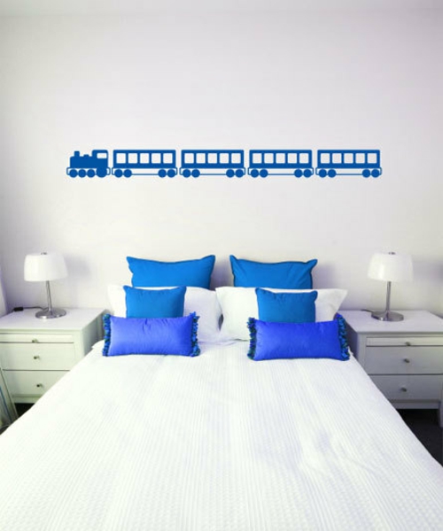 Deko für Wandsticker blau weiß schlafzimmer