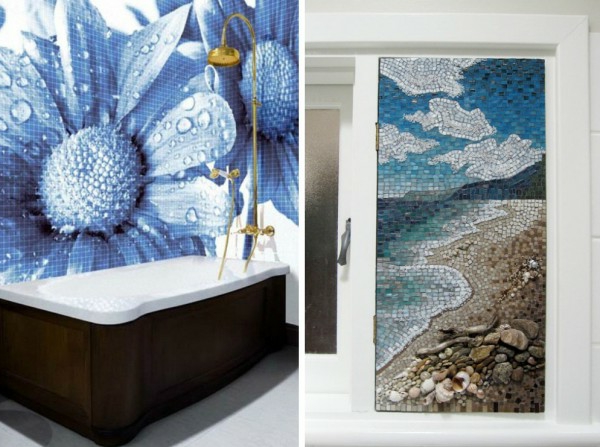 Einsatz von Mosaikfliesen im Interieur bad