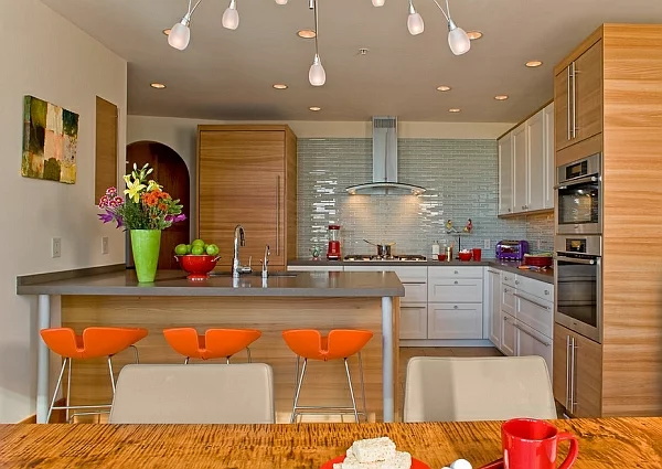 Fjord Hocker lehnen orange küche küchenarbeitsplatte