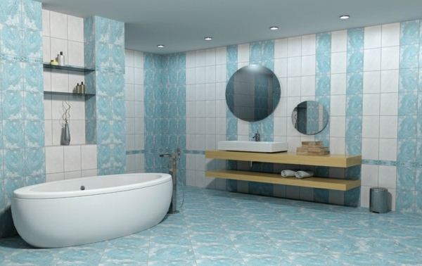 Fliesen für Ihr Badezimmer weiß blau farbschema