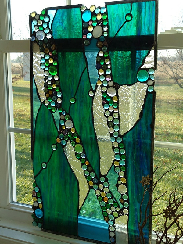 Glasmalerei zu Hause grün bemalt kristallen auffallend