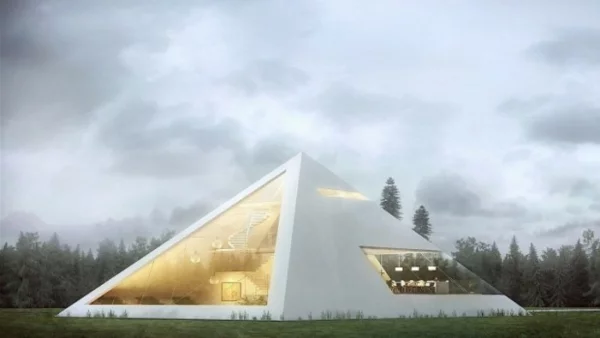 Haus in Form von Pyramide entwurf beleuchtung fassade