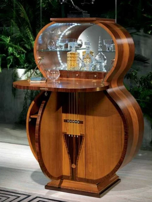 Hausbar in Form von Gitarre kirschholz perlmutter