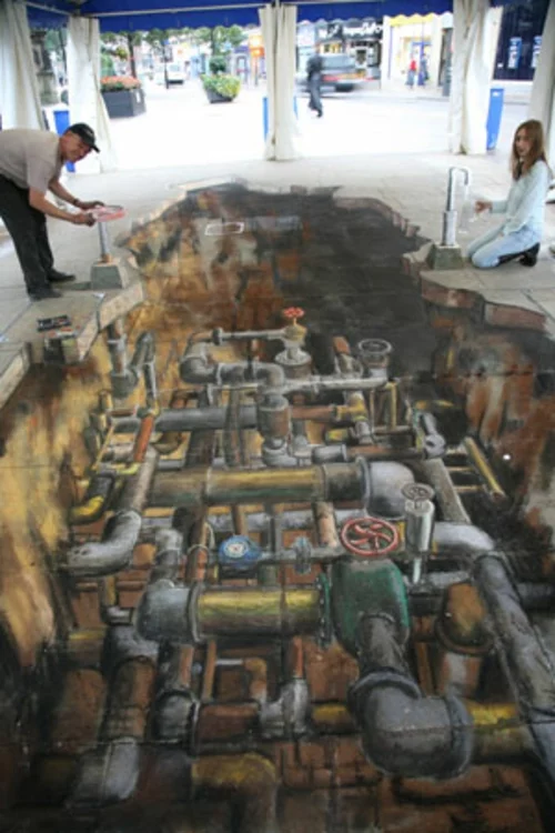 Street art mit 3D Effekt von Julian Beever wasser