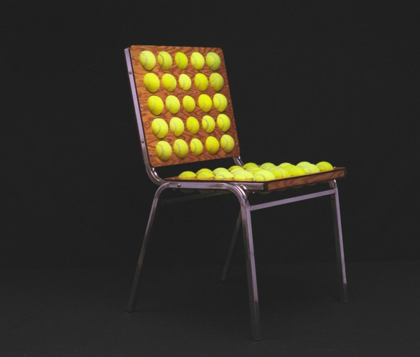 Stuhl Design aus Tennisbällen wiederverwendet umweltfreundlich essstuhl
