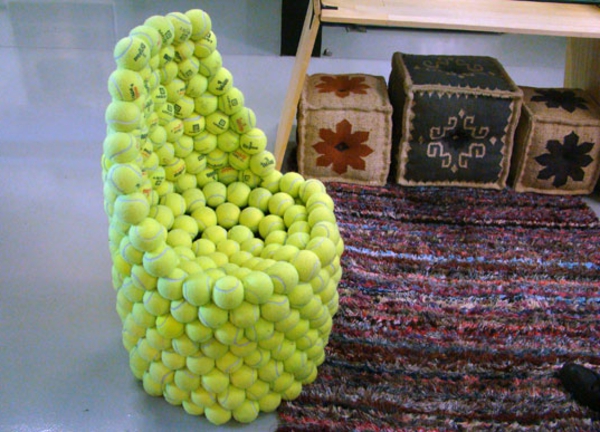  Design aus Tennisbällen wiederverwendet umweltfreundlich lehne