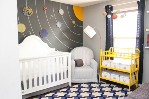 babyzimmer komplett  planeten muster teppich kühn