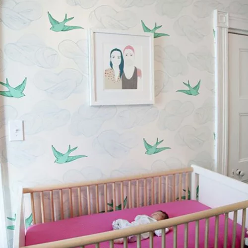 babyzimmer komplett gestalten tapeten bilder kinderbett