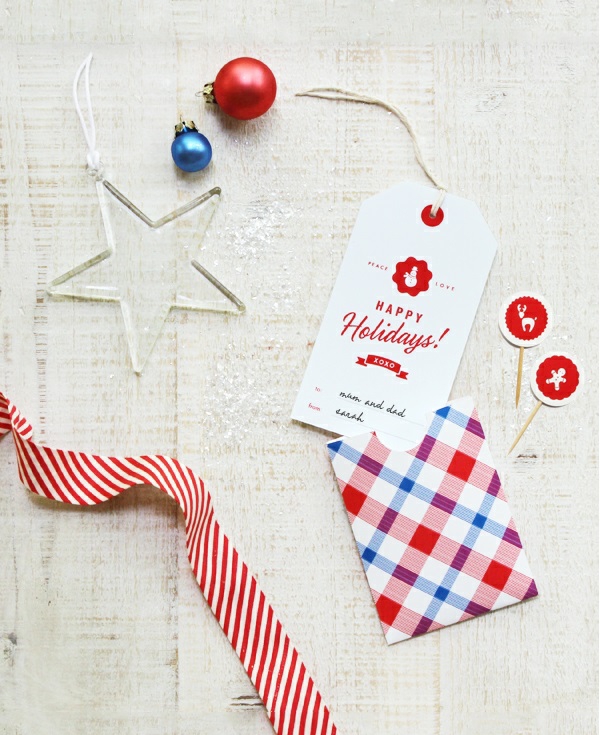 coole Dekoideen für Geschenkverpackung band streifen weihnachtskugel