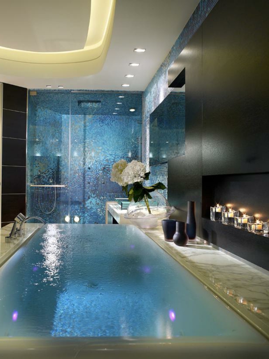 romantisches badezimmer türkise mosaik fliesen