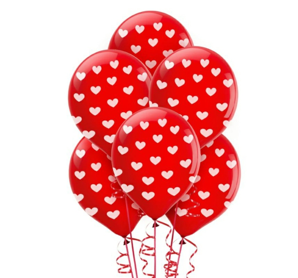 Dekoideen zum Valentinstag ballone herzen rot weiß