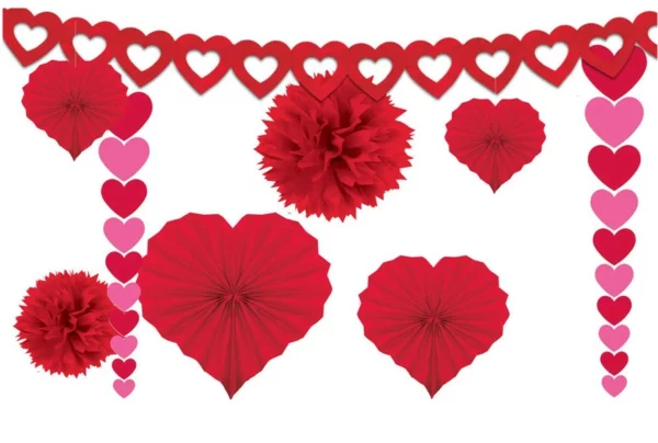 Dekoideen zum Valentinstag girlanden papier rot rosa