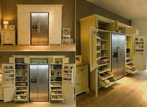 Die Speisekammer anordnen korb arbeitsplatten kühlschrank modern