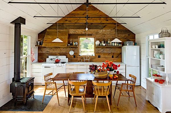 Einrichtungsideen kleine Hütten rustikal küche esszimmer